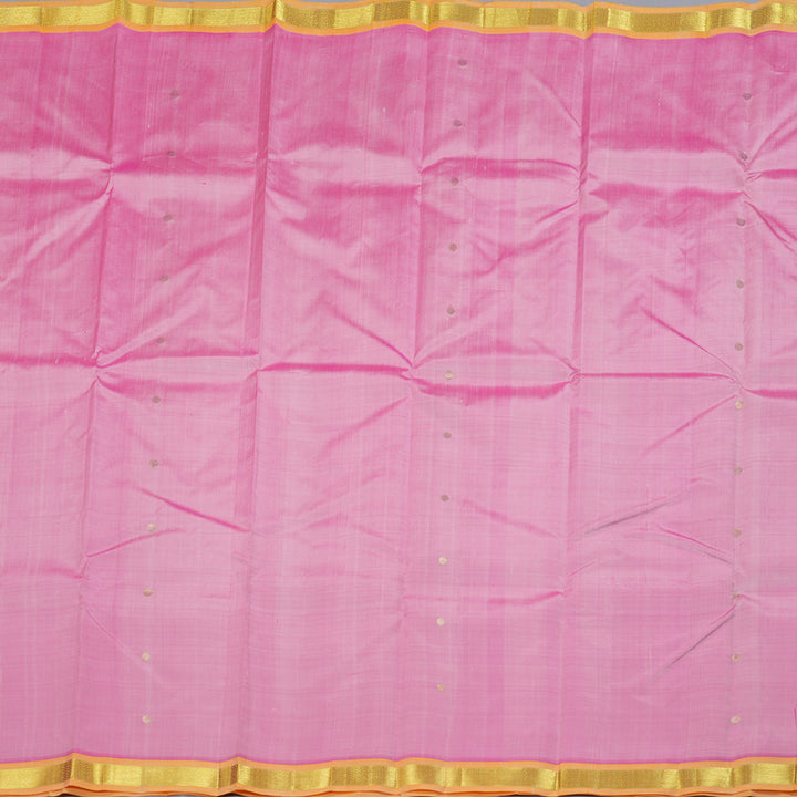 Hayagrivas Baby Pink Handloom Kanjivaram Silk Saree with Light Mango Yellow Border KBD1515A4-10