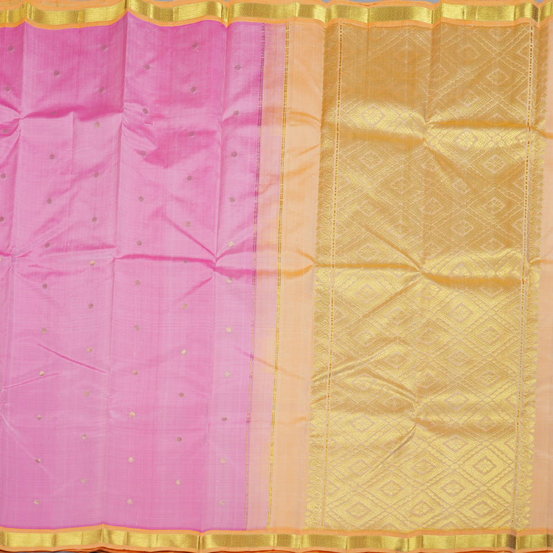 Hayagrivas Baby Pink Handloom Kanjivaram Silk Saree with Light Mango Yellow Border KBD1515A4-10