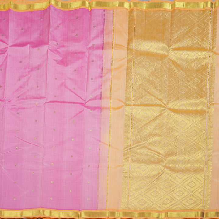 Hayagrivas Baby Pink Handloom Kanjivaram Silk Saree with Light Mango Yellow Border KBD1515A4-10