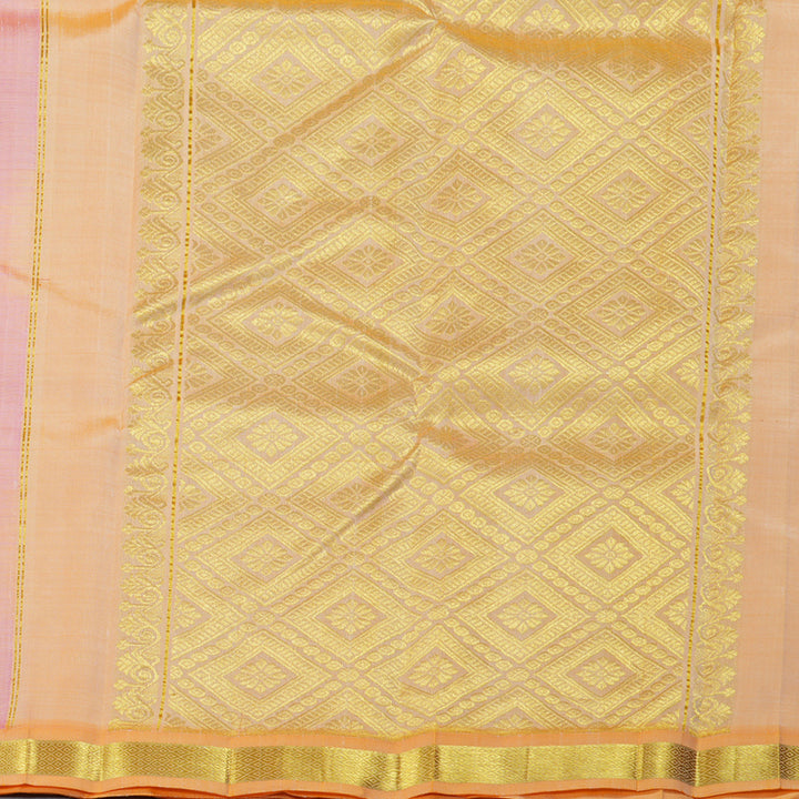 Hayagrivas Baby Pink Handloom Kanjivaram Silk Saree with Light Mango Yellow Border KBD1515A4-10