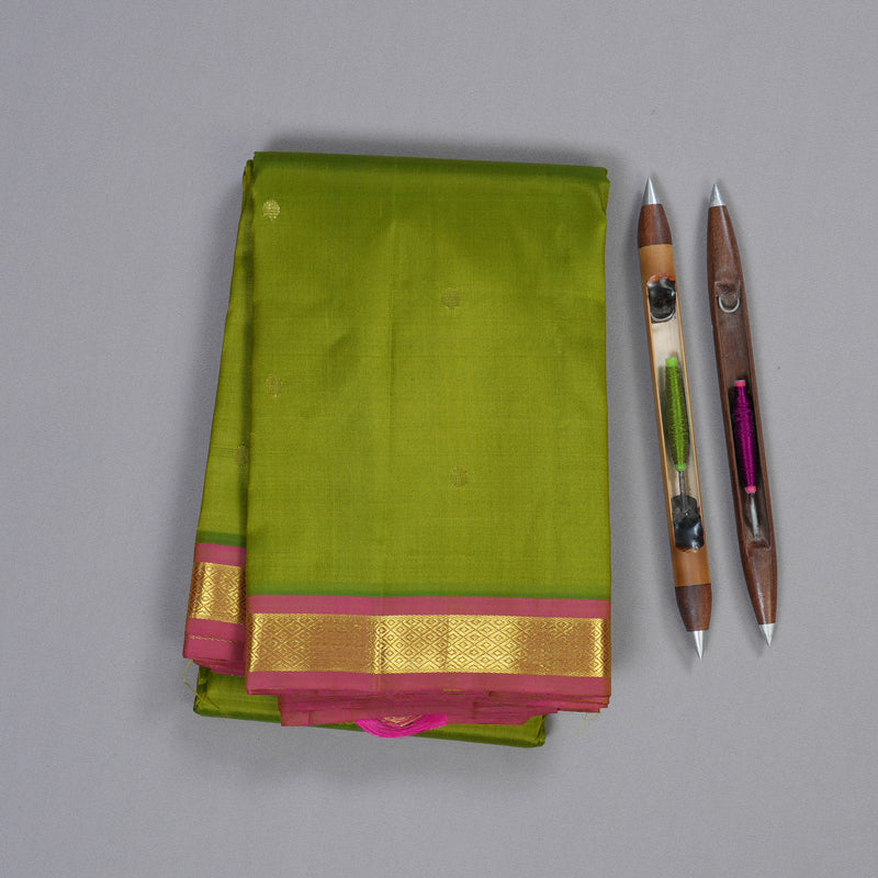 Hayagrivas Light Green Handloom Kanjivaram Silk Saree with Pink Border KBD1515A4-11