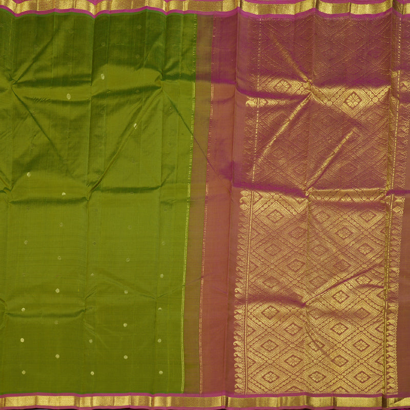 Hayagrivas Light Green Handloom Kanjivaram Silk Saree with Pink Border KBD1515A4-11