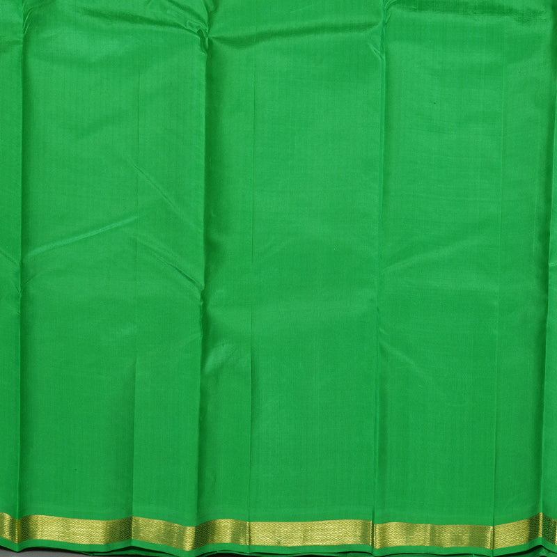 Hayagrivas Dual Tone (Light Green With Orange) Handloom Kanjivaram Silk Saree with Light Green Border KBD1515A4-12