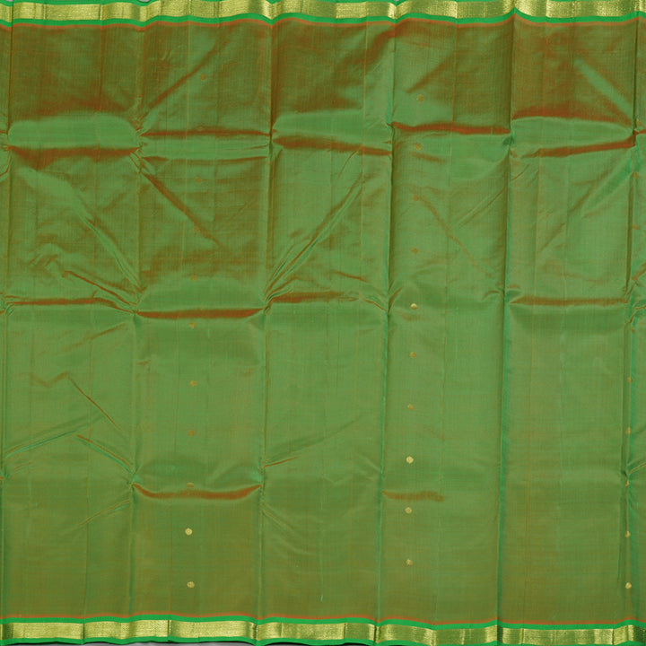 Hayagrivas Dual Tone (Light Green With Orange) Handloom Kanjivaram Silk Saree with Light Green Border KBD1515A4-12