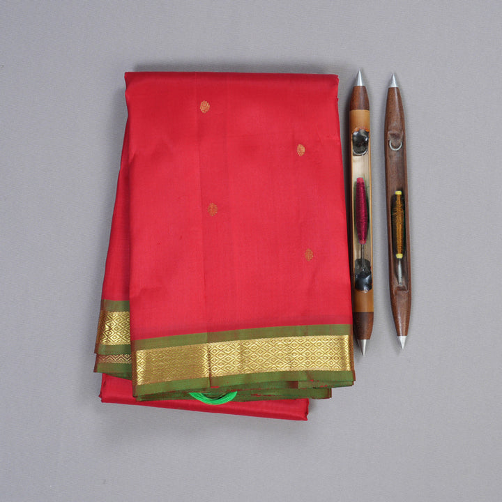 Hayagrivas Red Handloom Kanjivaram Silk Saree with Mandhalir Border KBD1515A4-17