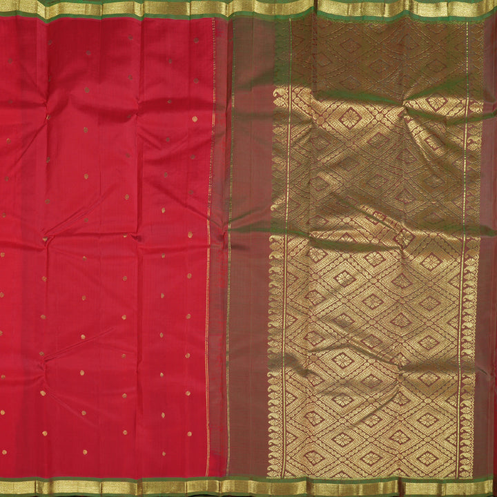 Hayagrivas Red Handloom Kanjivaram Silk Saree with Mandhalir Border KBD1515A4-17