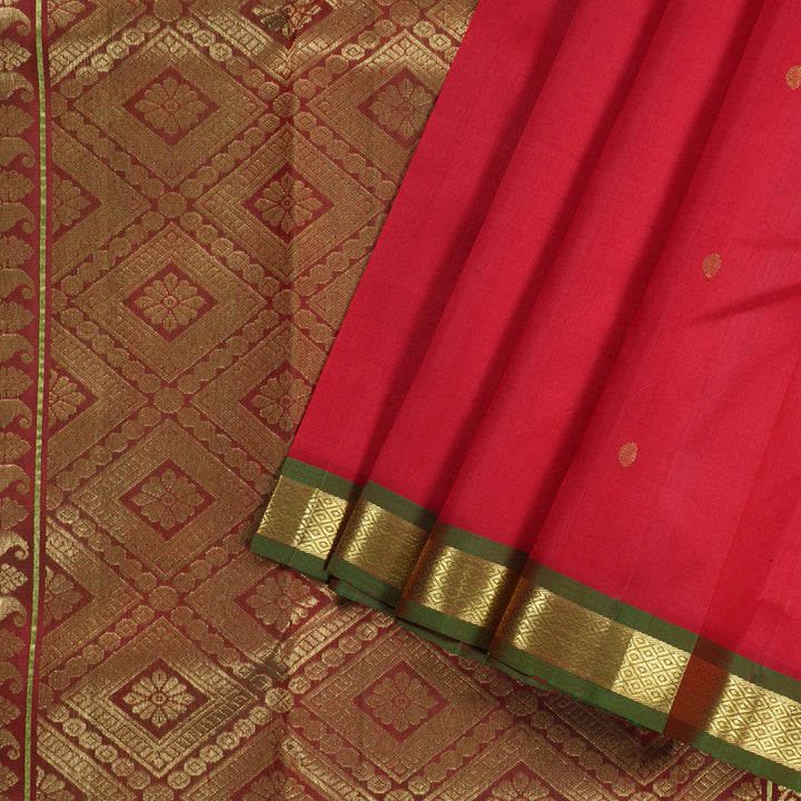 Hayagrivas Red Handloom Kanjivaram Silk Saree with Mandhalir Border KBD1515A4-17