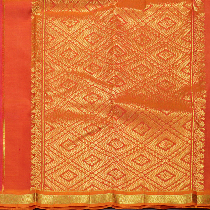 Hayagrivas Pink Handloom Kanjivaram Silk Saree with Orangish Pink Border KBD1515A4-20