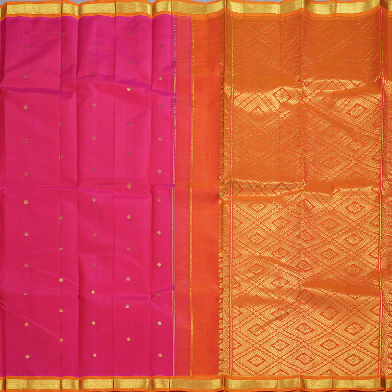 Hayagrivas Pink Handloom Kanjivaram Silk Saree with Orangish Pink Border KBD1515A4-20