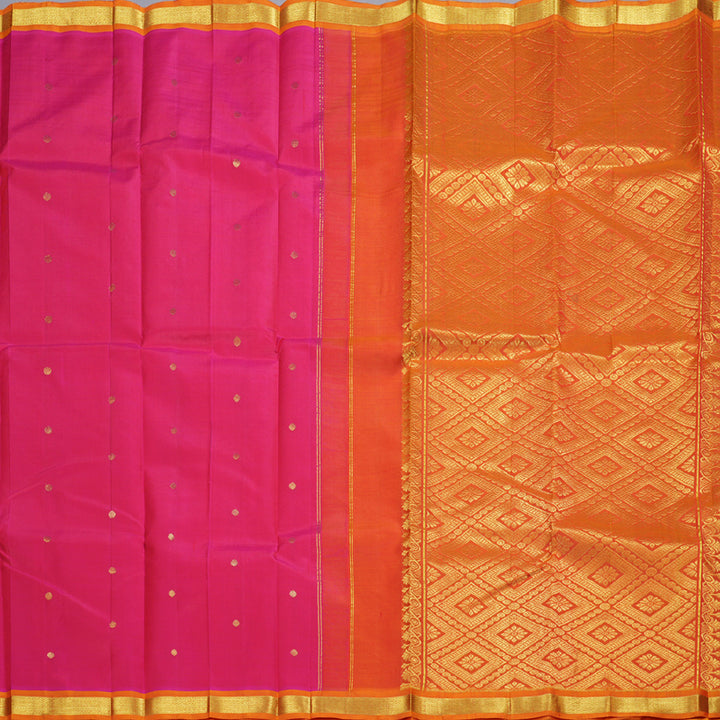 Hayagrivas Pink Handloom Kanjivaram Silk Saree with Orangish Pink Border KBD1515A4-20