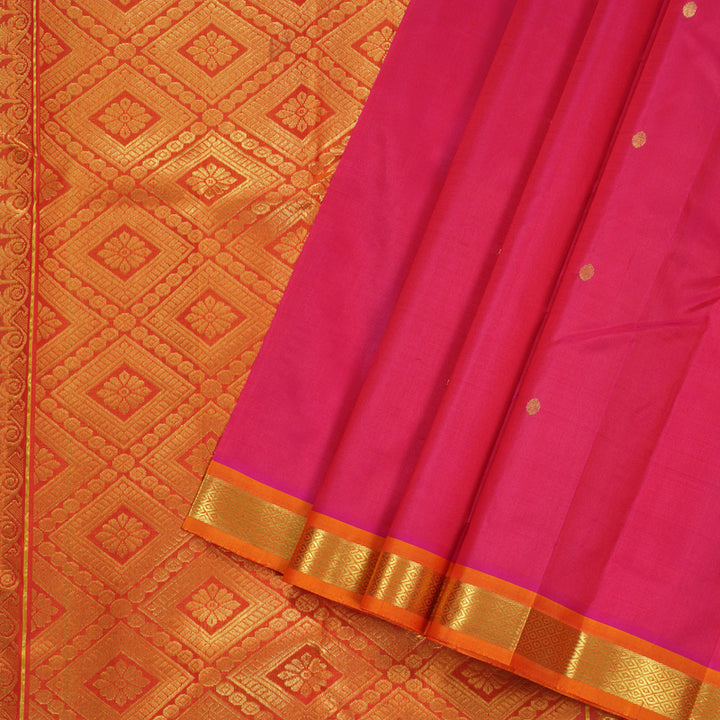 Hayagrivas Pink Handloom Kanjivaram Silk Saree with Orangish Pink Border KBD1515A4-20