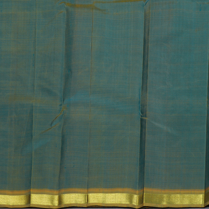 Hayagrivas Peacock Blue Handloom Kanjivaram Silk Saree with Dual Tone (Yellow With Blue) Border KBD1515A4-22