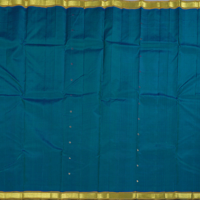 Hayagrivas Peacock Blue Handloom Kanjivaram Silk Saree with Dual Tone (Yellow With Blue) Border KBD1515A4-22
