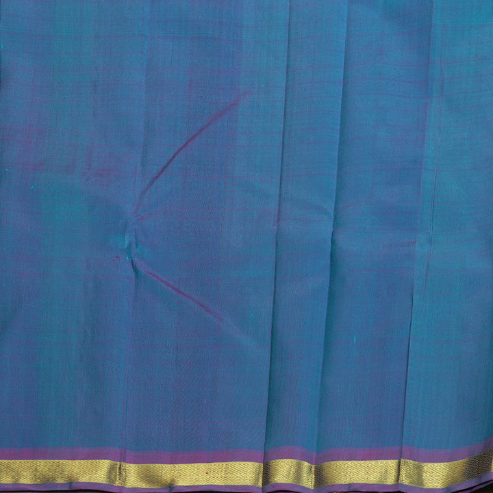 Hayagrivas Sea Blue Handloom Kanjivaram Silk Saree with Purple Border KBD1515A4-23