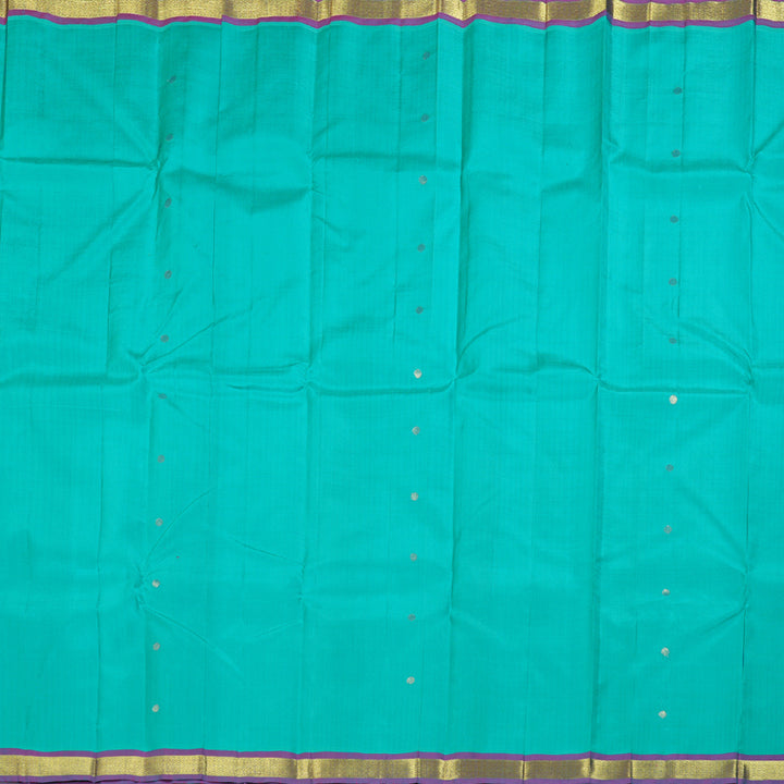 Hayagrivas Sea Blue Handloom Kanjivaram Silk Saree with Purple Border KBD1515A4-23