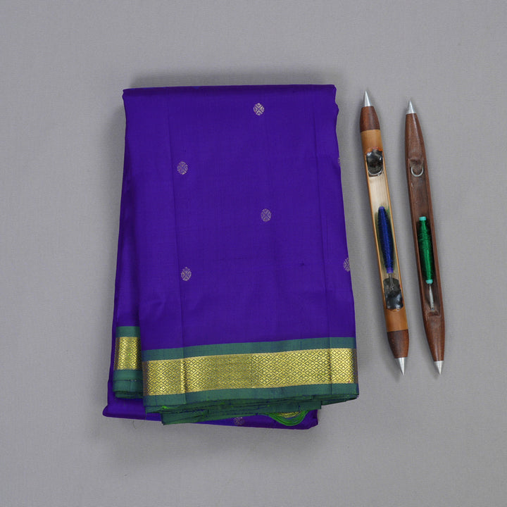 Hayagrivas Blue Handloom Kanjivaram Silk Saree with Peacock Blue Border KBD1515A4-24