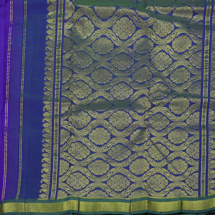 Hayagrivas Blue Handloom Kanjivaram Silk Saree with Peacock Blue Border KBD1515A4-24