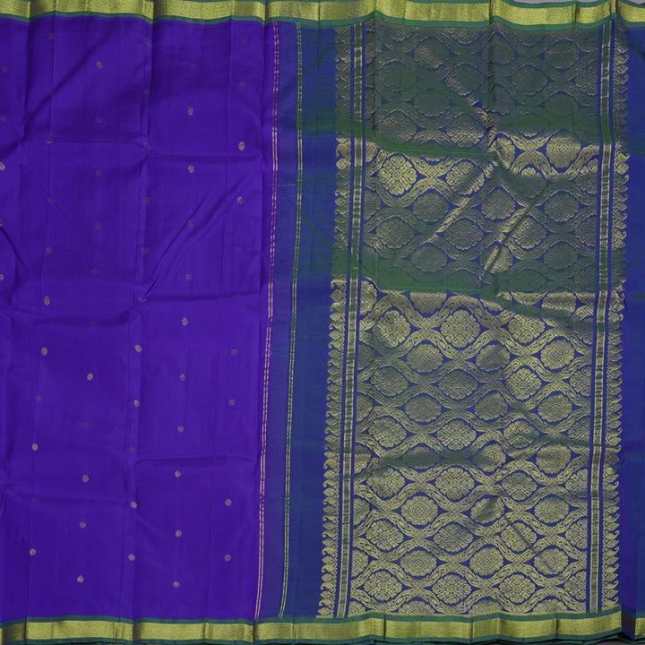Hayagrivas Blue Handloom Kanjivaram Silk Saree with Peacock Blue Border KBD1515A4-24