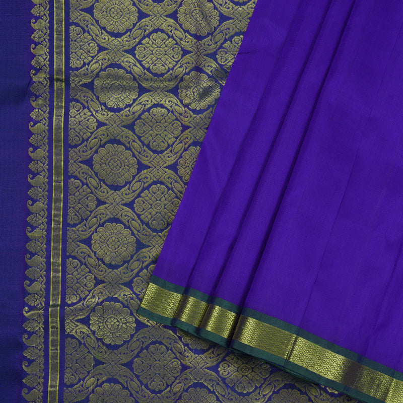 Hayagrivas Blue Handloom Kanjivaram Silk Saree with Peacock Blue Border KBD1515A4-24