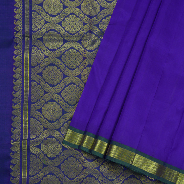 Hayagrivas Blue Handloom Kanjivaram Silk Saree with Peacock Blue Border KBD1515A4-24