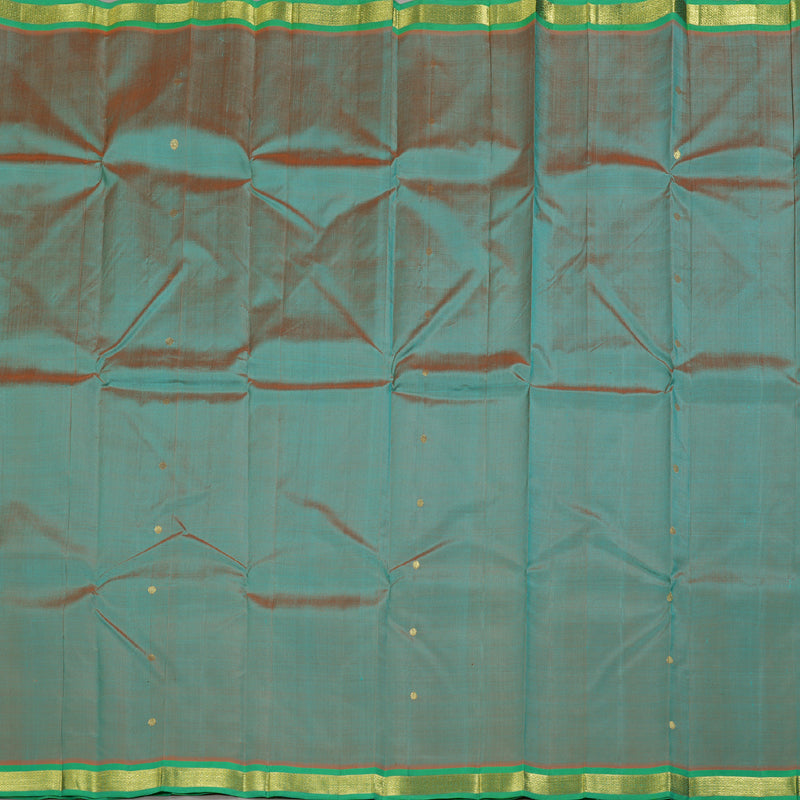 Hayagrivas Dual Tone (Sea Green With Orange) Handloom Kanjivaram Silk Saree with Sea Green Border KBD1515A4-25