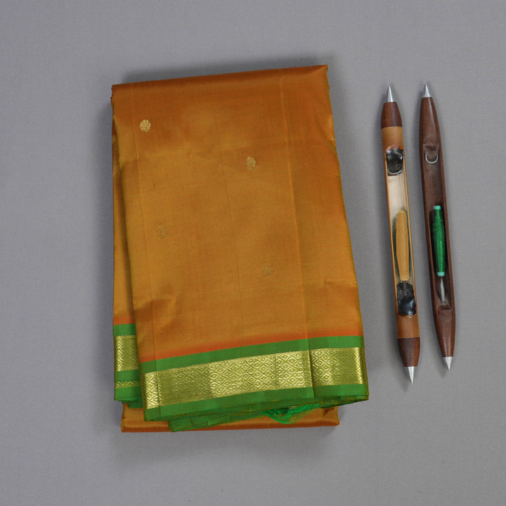 Hayagrivas Sampanga Yellow Handloom Kanjivaram Silk Saree with Light Green Border KBD1515A4-8