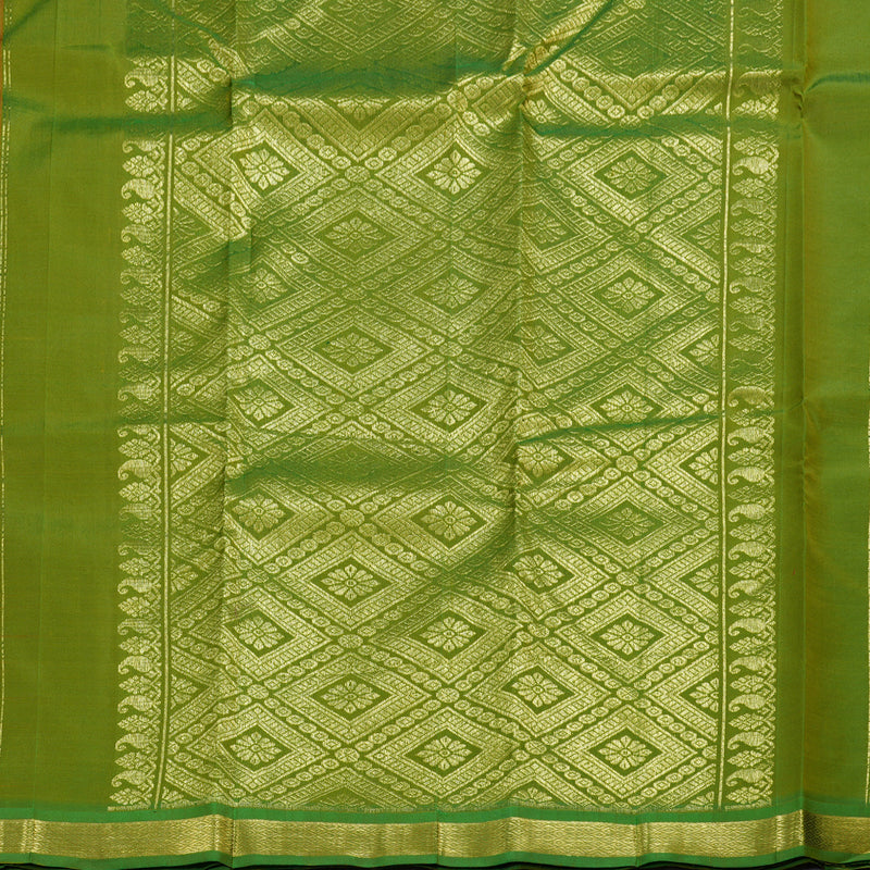 Hayagrivas Sampanga Yellow Handloom Kanjivaram Silk Saree with Light Green Border KBD1515A4-8
