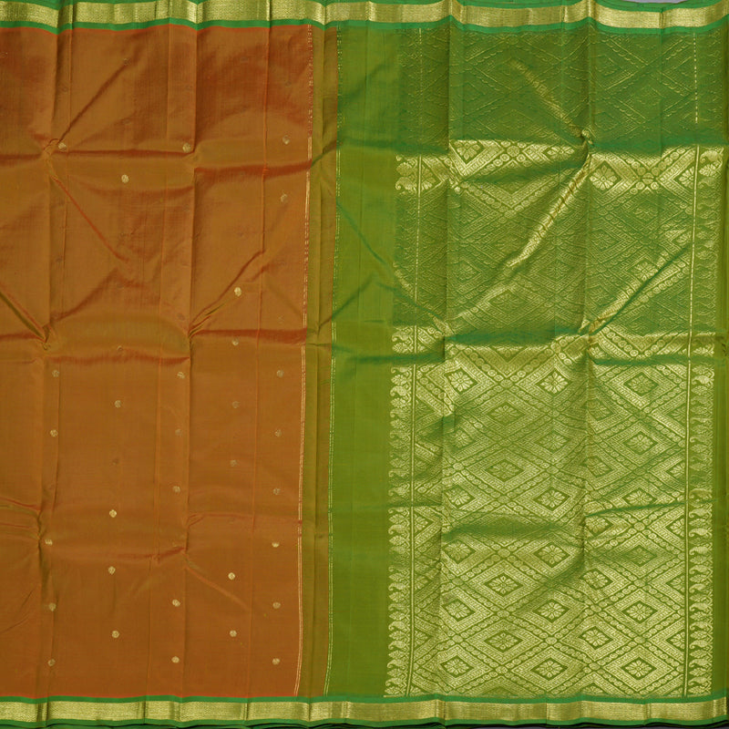 Hayagrivas Sampanga Yellow Handloom Kanjivaram Silk Saree with Light Green Border KBD1515A4-8