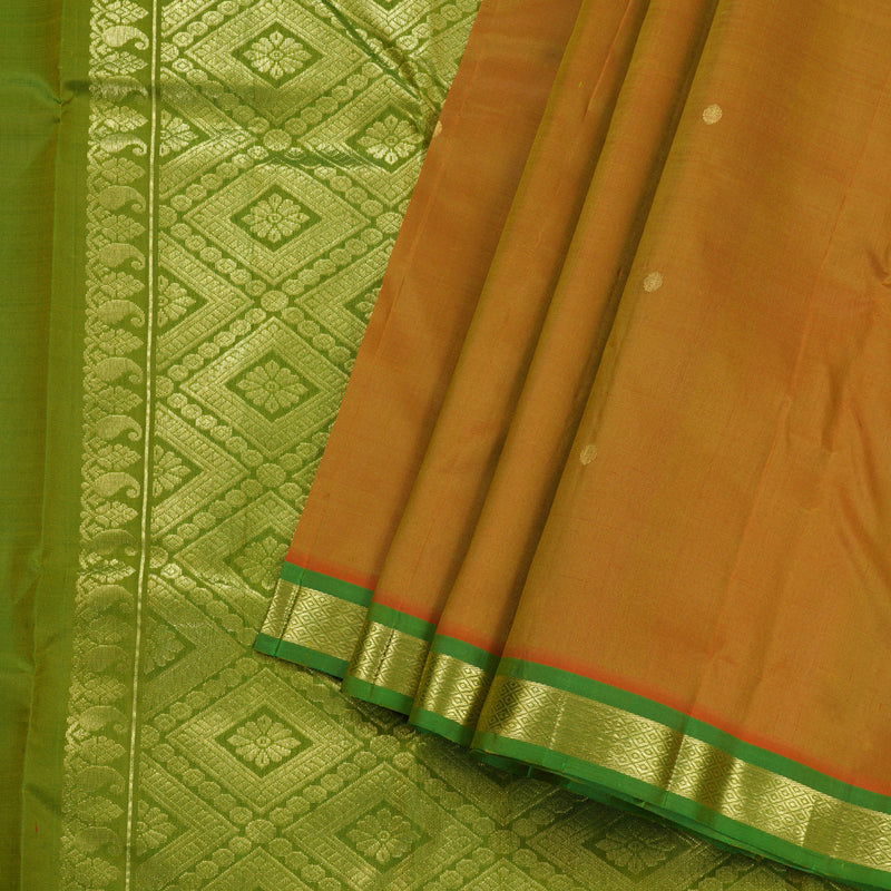 Hayagrivas Sampanga Yellow Handloom Kanjivaram Silk Saree with Light Green Border KBD1515A4-8