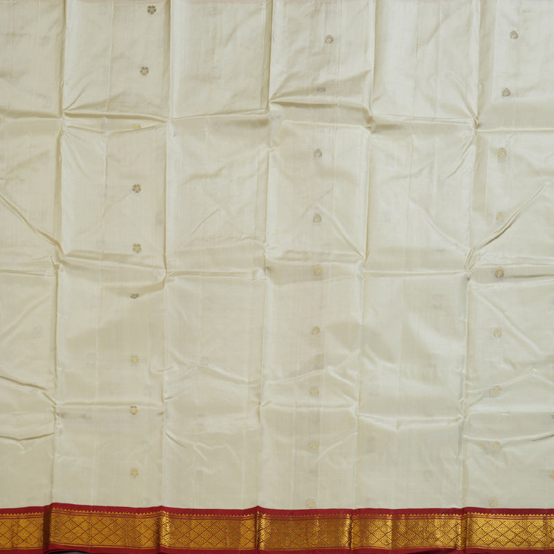 Hayagrivas Beautiful Half White Handloom Kanjivaram Silk Saree with Maroon Border KBD1515A5-2