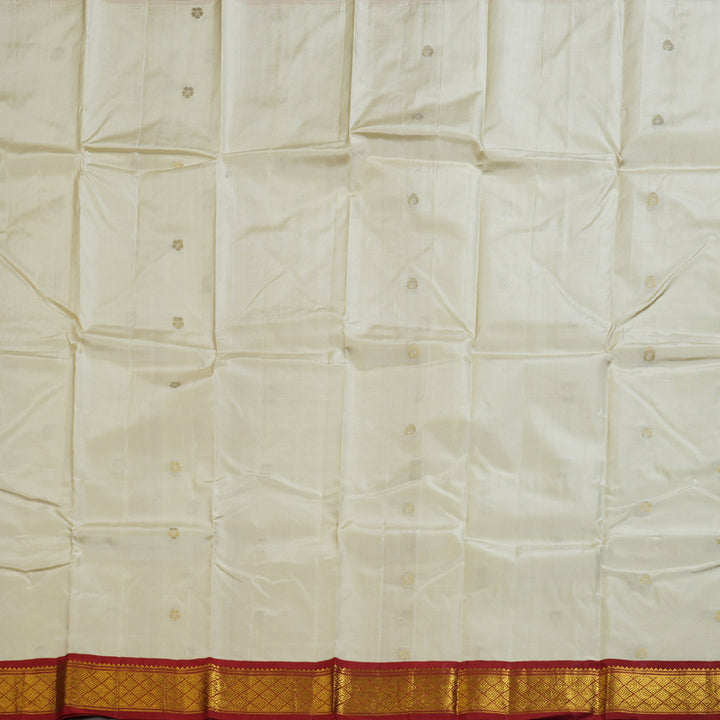 Hayagrivas Beautiful Half White Handloom Kanjivaram Silk Saree with Maroon Border KBD1515A5-2