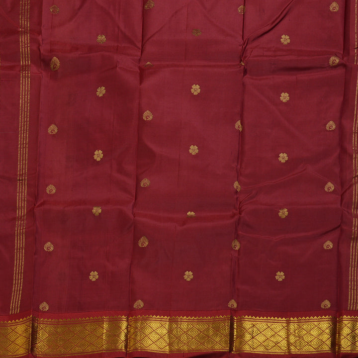 Hayagrivas Beautiful Half White Handloom Kanjivaram Silk Saree with Maroon Border KBD1515A5-2