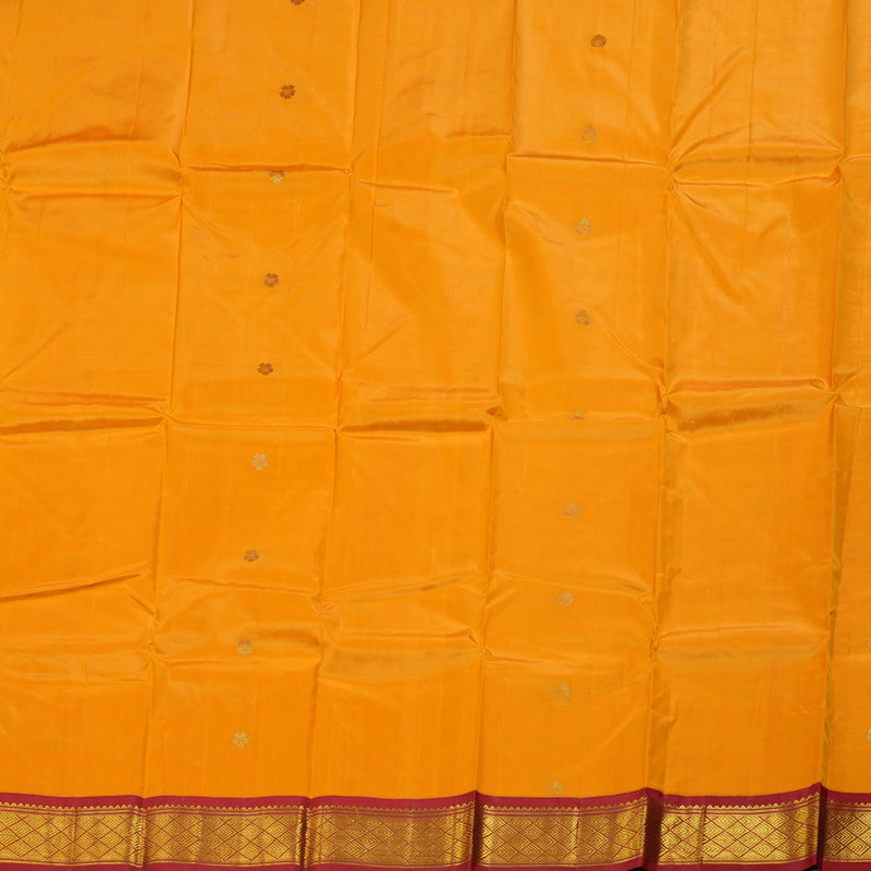 Hayagrivas Mango Yellow Handloom Kanjivaram Silk Saree with Maroon Border KBD1515A5-32