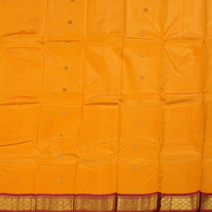 Hayagrivas Mango Yellow Handloom Kanjivaram Silk Saree with Maroon Border KBD1515A5-32