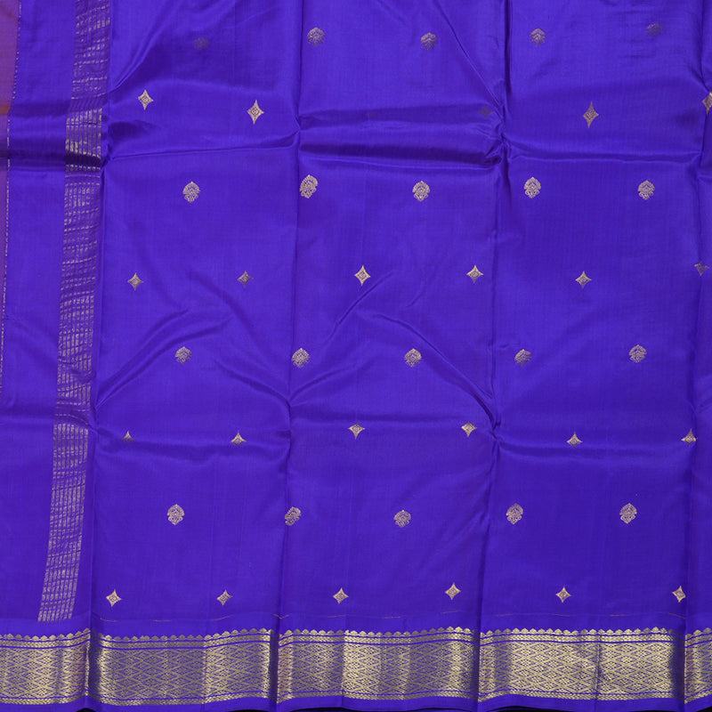 Hayagrivas Mango Yellow Handloom Kanjivaram Silk Saree with Purplish Blue Border KBD1515A5-48
