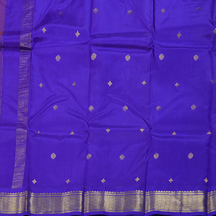 Hayagrivas Mango Yellow Handloom Kanjivaram Silk Saree with Purplish Blue Border KBD1515A5-48