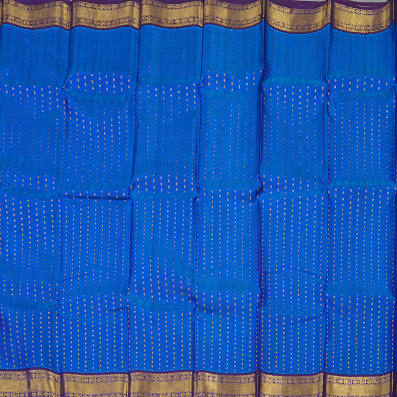 Hayagrivas Handloom Aqua Blue Kanjivaram Silk Saree with Violet Border KBD1517A8-1