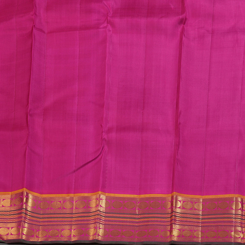 Hayagrivas Timeless Blue Handloom Kanjivaram Silk Saree with Pink Border KBD1518A2-1