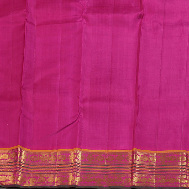 Hayagrivas Timeless Blue Handloom Kanjivaram Silk Saree with Pink Border KBD1518A2-1