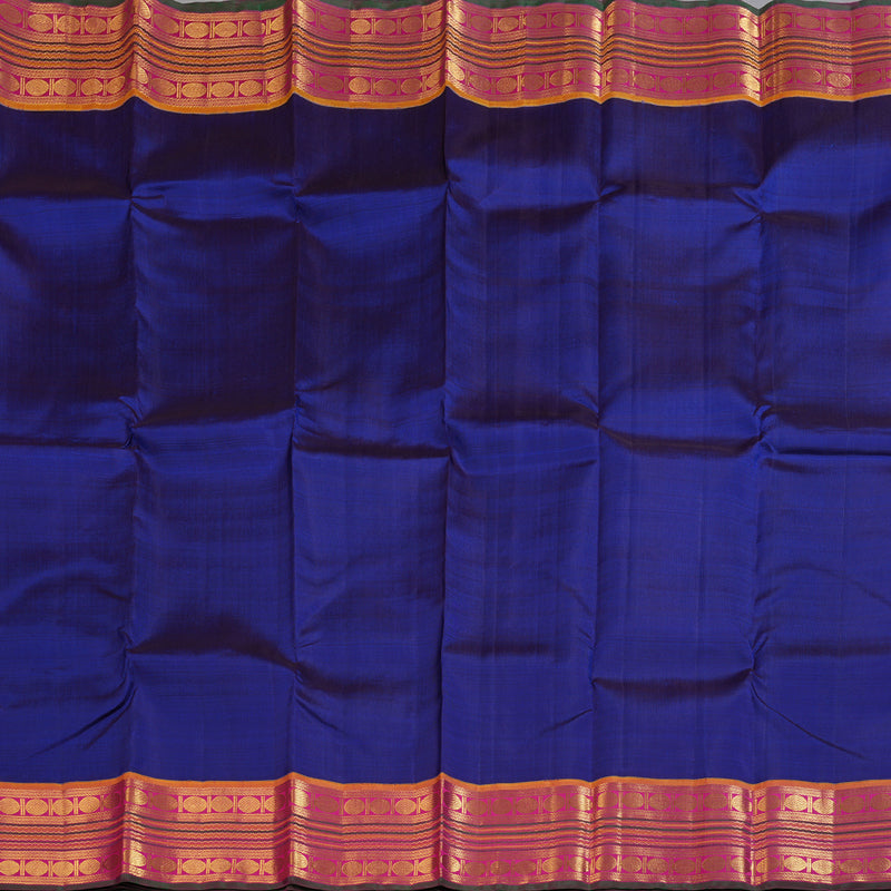 Hayagrivas Timeless Blue Handloom Kanjivaram Silk Saree with Pink Border KBD1518A2-1