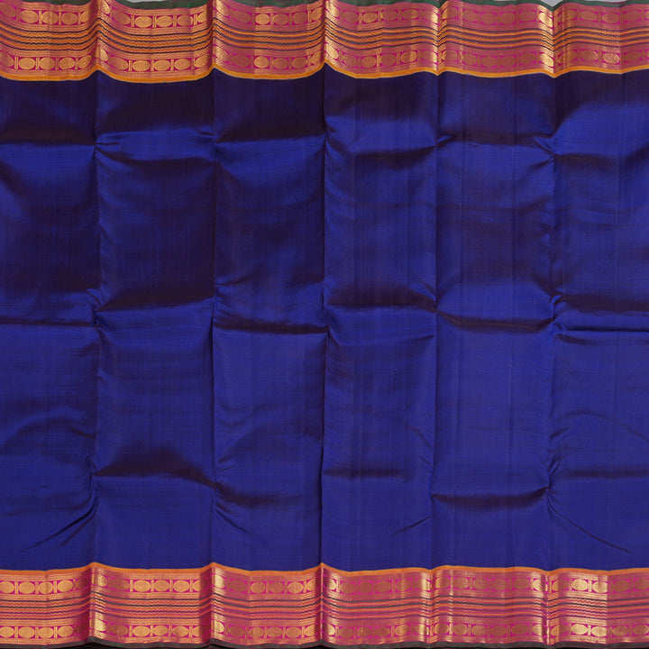 Hayagrivas Timeless Blue Handloom Kanjivaram Silk Saree with Pink Border KBD1518A2-1