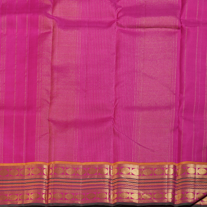 Hayagrivas Timeless Blue Handloom Kanjivaram Silk Saree with Pink Border KBD1518A2-1