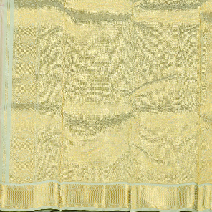 Hayagrivas Baby Pink Handloom Kanjivaram Silk Saree with Elachi green Border KBD1519A1-1