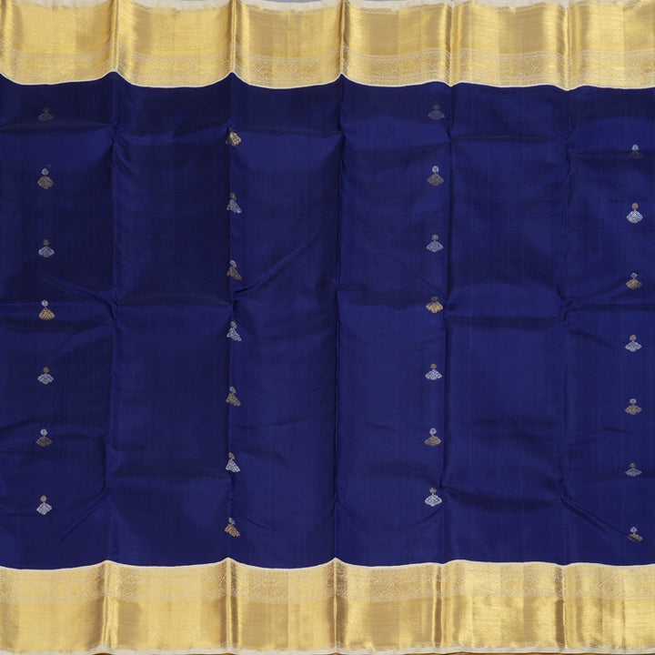 Hayagrivas Blue Handloom Kanjivaram Silk Saree with Sandal Beige Border KBD1519A2-1