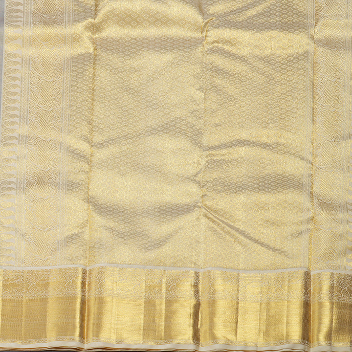 Hayagrivas Blue Handloom Kanjivaram Silk Saree with Sandal Beige Border KBD1519A2-1