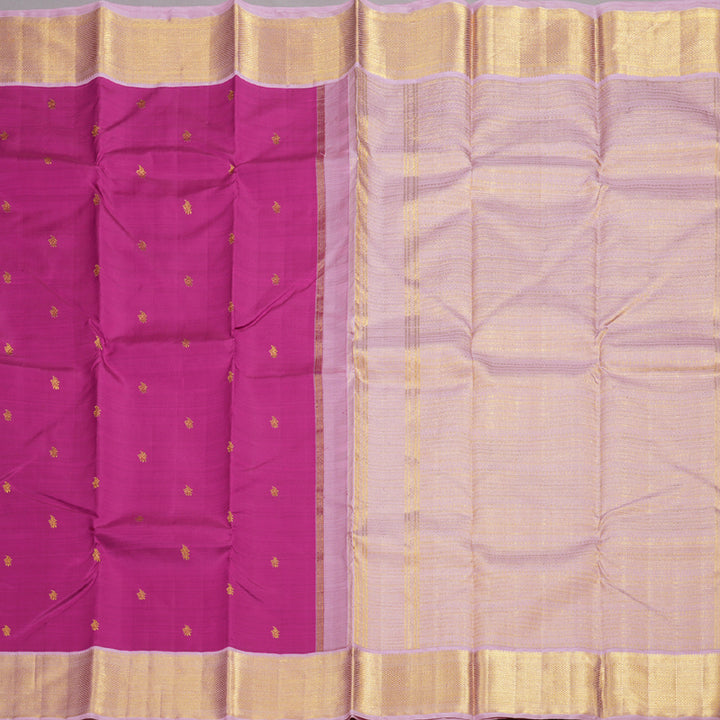Hayagrivas Purplish Pink Handloom Kanjivaram Silk Saree with Light Lilac Color Border KBD1519A2-4