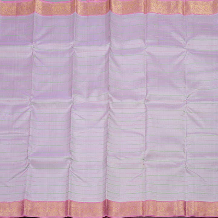Hayagrivas Lilac Color Handloom Kanjivaram Silk Saree with Rose Pink Border KBD1520A2-1