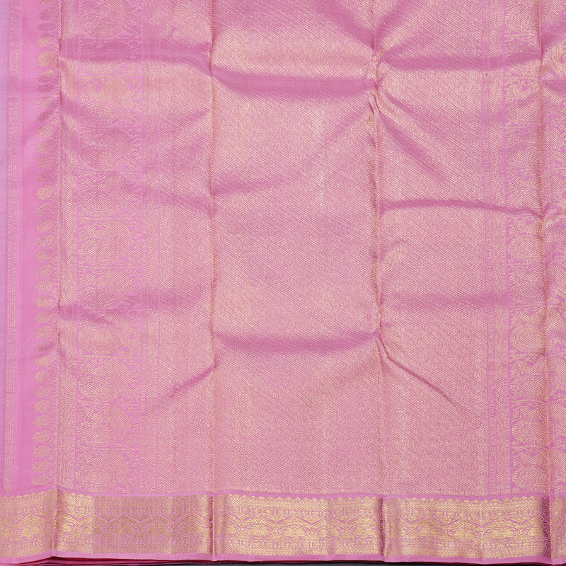 Hayagrivas Lilac Color Handloom Kanjivaram Silk Saree with Rose Pink Border KBD1520A2-1