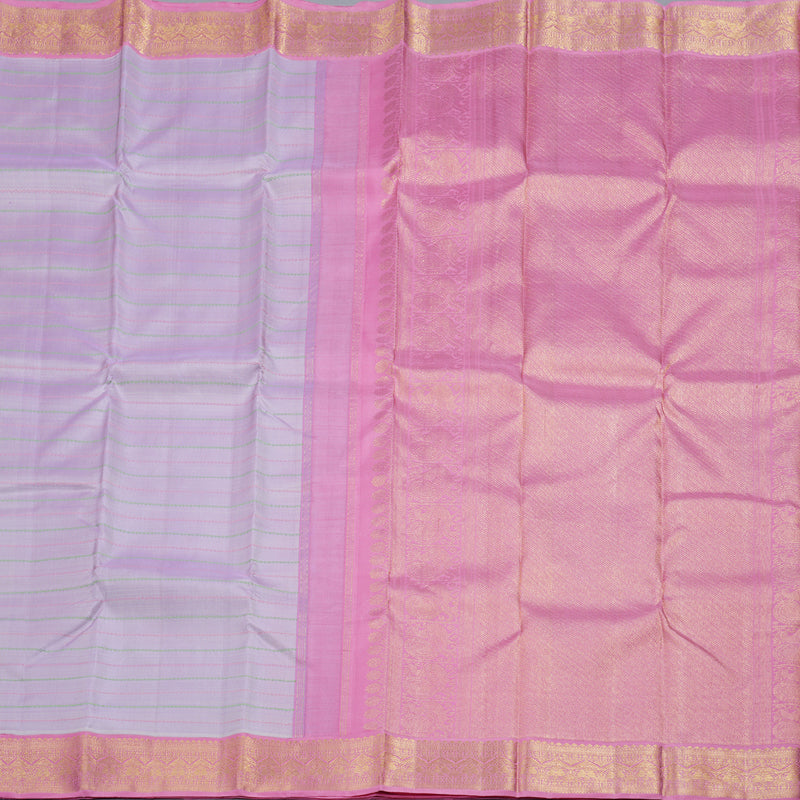Hayagrivas Lilac Color Handloom Kanjivaram Silk Saree with Rose Pink Border KBD1520A2-1