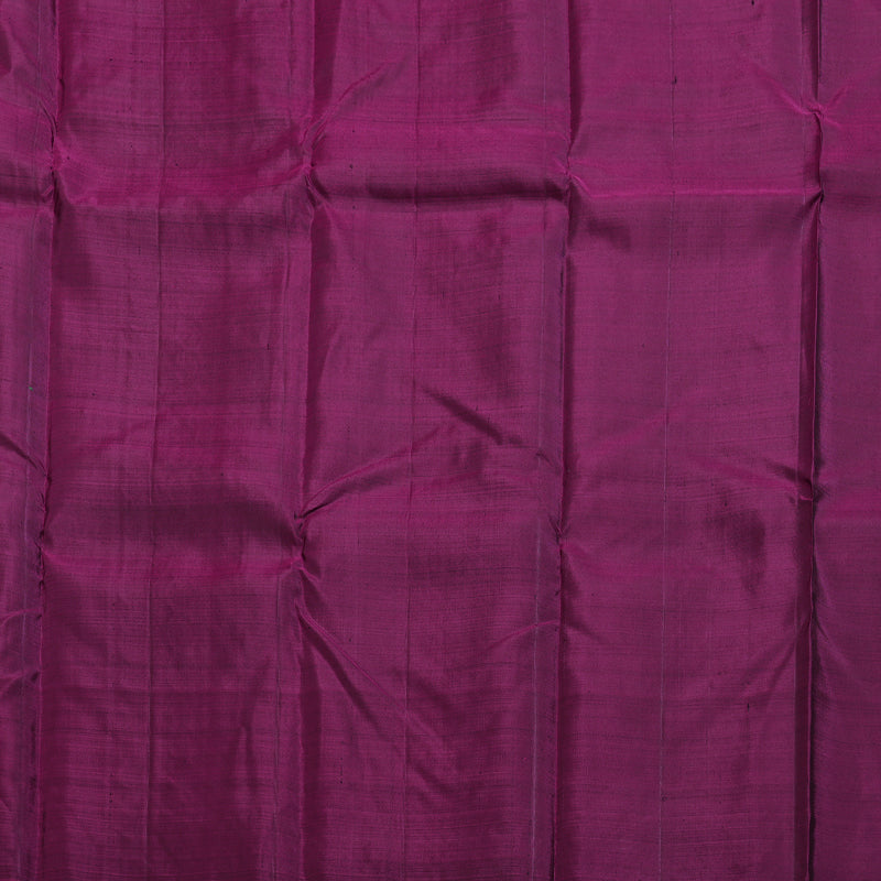 Hayagrivas Dark Fenugreek  Handloom Kanjivaram Silk Saree with Purple Border KBD1523A1-1
